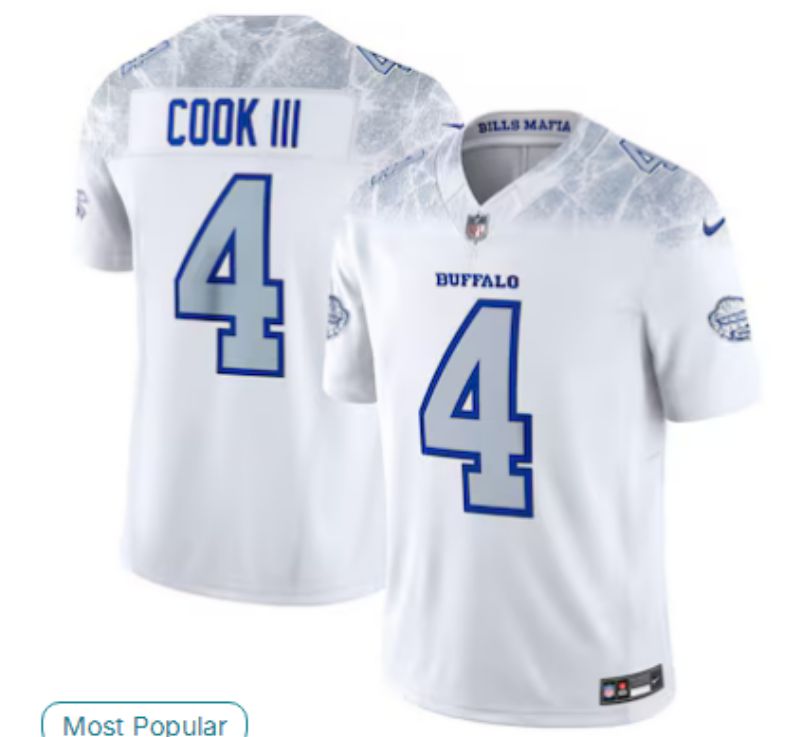 Men 2025 Buffalo Bills #4 Cook iii white 5th generation Throwback Nike Limited NFL Jersey style 03